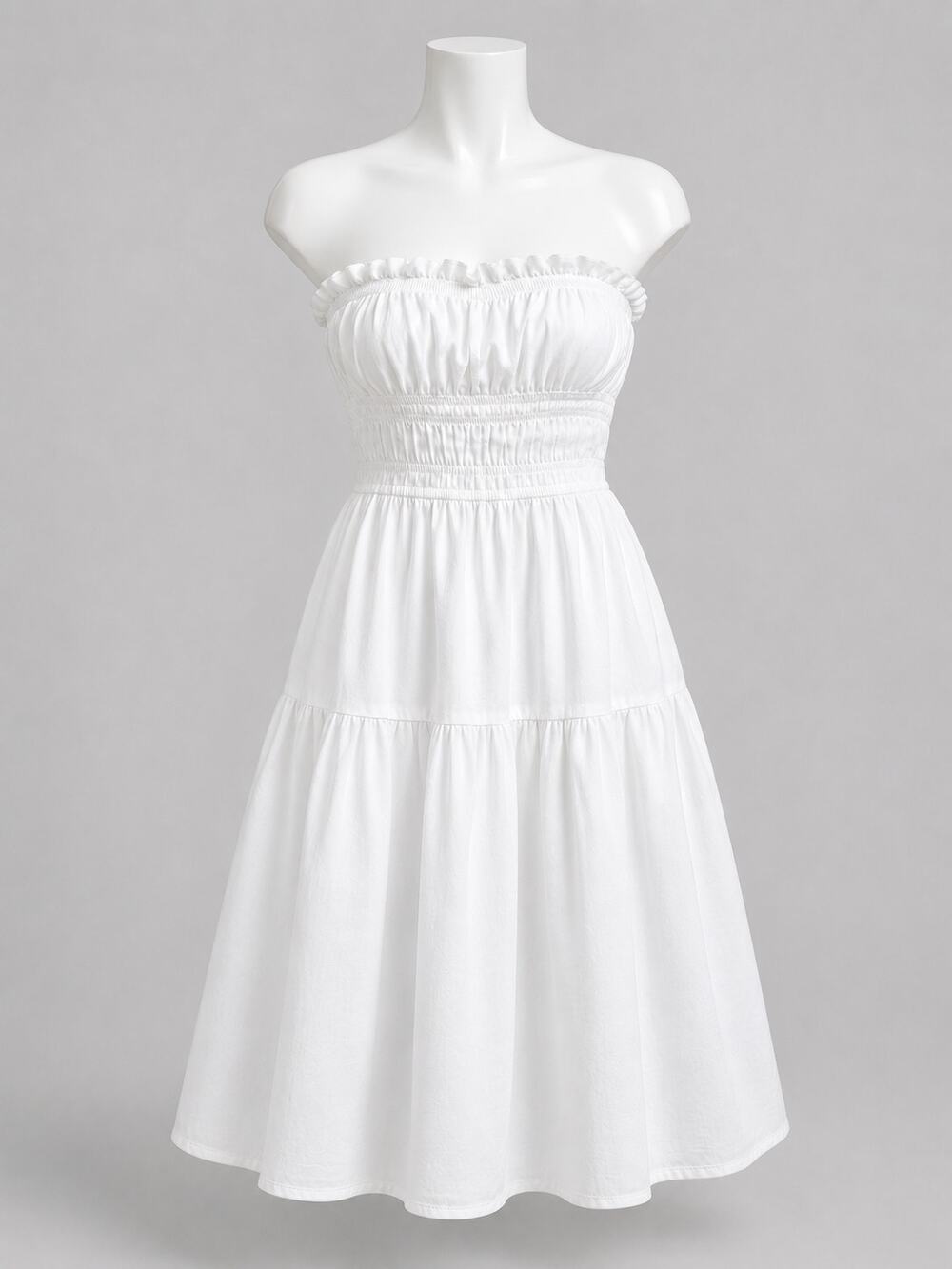 FRAME White Cottagecore Smocked Tiered Cotton Sundress - Size XL